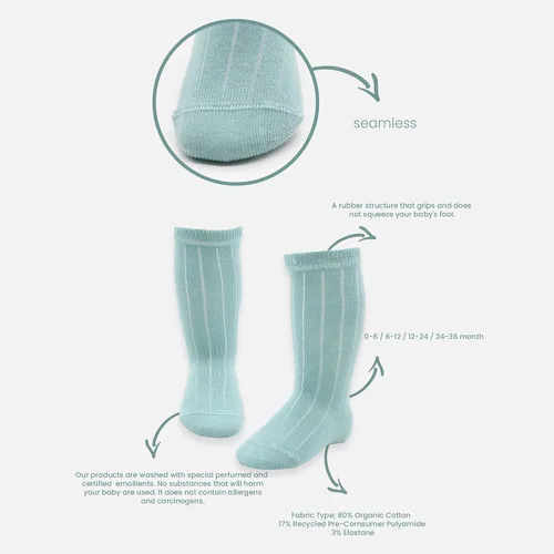 Vista 2 de bistyle Calcetines altos hasta la rodilla para bebé, 3-6 pares, calcetines de algodón multicolor para recién nacidos, calcetines de algodón