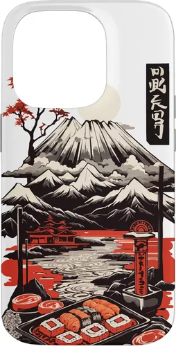 Vista 17 de Aesthetic Sushi Design Vintage Colour Woodcut Ukiyo-E Style Case for iPhone 16