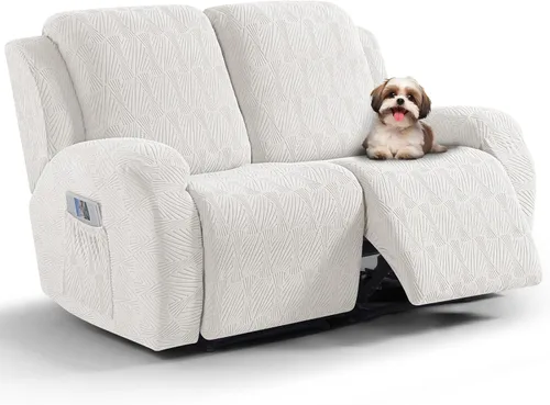Vista 38 de VANSOFY Fundas para sillas reclinables, 4 piezas, elásticas, de tela jacquard, suave funda para silla reclinable, protector de muebles con parte