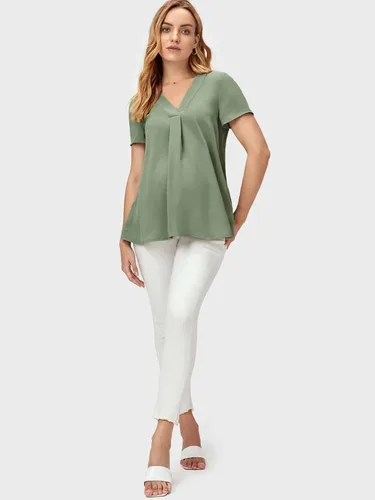 Vista 5 de MakeMeChic Camisa de maternidad para mujer, casual, manga corta, cuello en V, blusa de embarazo