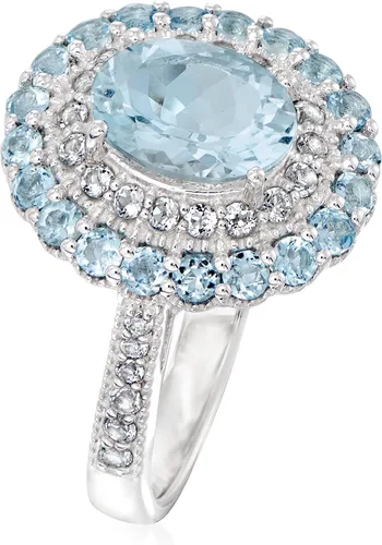 Vista 3 de Ross-Simons Anillo de aguamarina de 1,50 quilates con múltiples piedras preciosas de 1,07 quilates en plata de ley