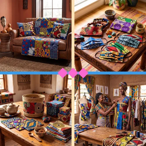 Vista 5 de Tatuo 150 piezas de tela de algodón africano de 4 × 4 pulgadas cuadrados de tela de acolchado no repetida Kente, cuadrados de cera africana Ankara