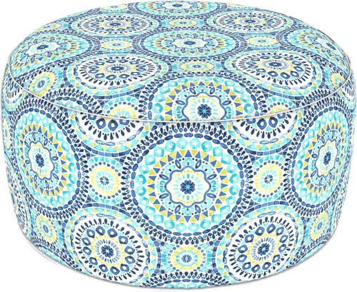 Vista 36 de LVTXIII Otomana inflable para interiores y exteriores, reposapiés redondo, 21 pulgadas de diámetro x 9 pulgadas de alto, todo clima, portátil, Hojas