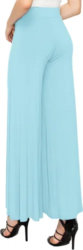 Vista 106 de Made By Johnny Pantalones palazzo elásticos de pierna ancha para mujer, lisos, casuales, cómodos