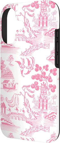 Vista 2 de Preppy Pink Willow Pattern Chinoiserie Toile Case for iPhone 17