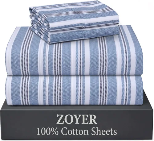 Vista 18 de ZOYER Sábanas de 100 % algodón percal tamaño individual, refrescantes y transpirables, duraderas, con una sensación nítida, suave y cómoda, bolsillo