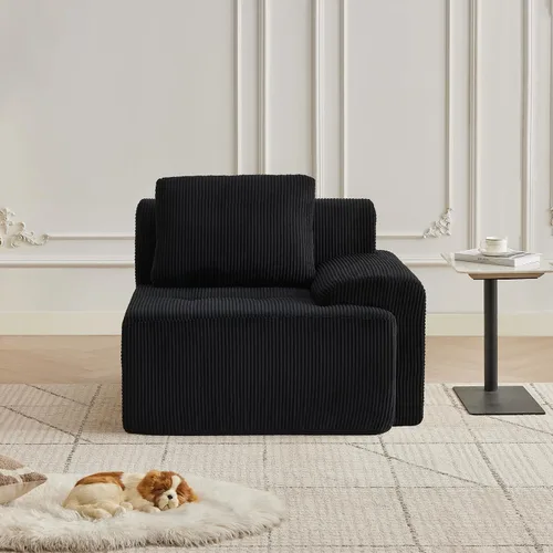 Vista 33 de Sofá modular modular con otomana móvil, sofá de asiento profundo con almohadas, cómodo sofá modular de nube para sala de estar, dormitorio y Blanco