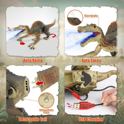 Vista 5 de Mini Tudou Control remoto dinosaurio luz persiguiendo spinosaurus juguetes
