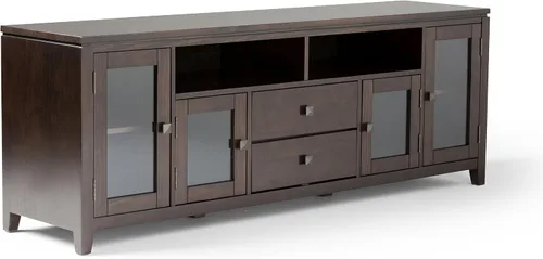 Vista 16 de Soporte Cosmopolitan de SIMPLIHOME de madera maciza negra de 48 pulgadas para televisores de hasta 50 pulgadas de ancho
