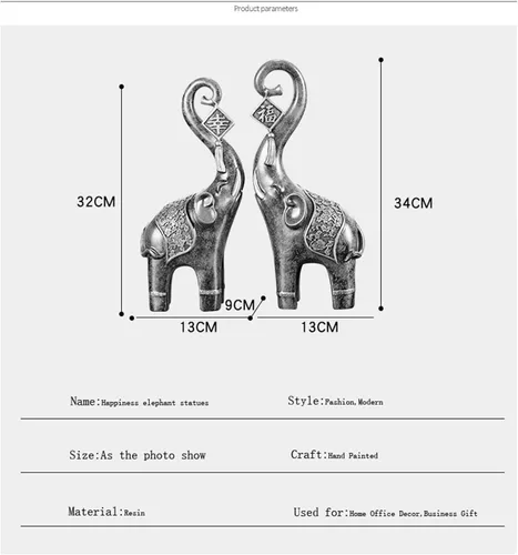 Vista 2 de Estatua de elefante de felicidad, adornos de elefante, escultura de elefante para decoración del hogar, regalo de negocios (beige)