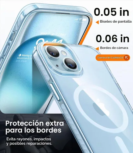 Vista 4 de TORRAS Funda magnética transparente a prueba de golpes para iPhone 15 Plus y iPhone 14 Plus, protección contra caídas de grado militar de 12 pies