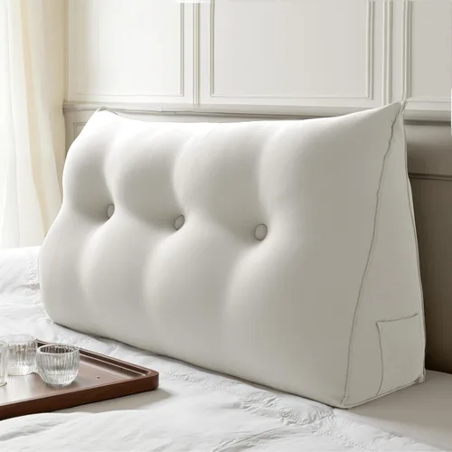 Vista 25 de WOWMAX Almohada ergonómica para cabecero para cama de tamaño matrimonial, almohadas tapizadas multifuncionales para cabecero, tableros portátiles