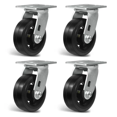 Vista 33 de Ruedas resistentes de 4 pulgadas, ruedas industriales de placa con rueda de goma, utilizadas para carrito de herramientas, plataforma, camión