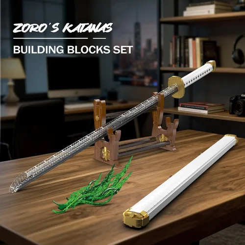 Vista 4 de Mould King 10258 MOC Samurai Sword Modelo de bloque de construcción, más de 1674 piezas con iluminación LED, exhibición de espada inspirada