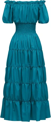Vista 4 de Renaissance Costume Women 2023 Sexy Solid Color Short Sleeve Waist Layered Ruffles Shirt Dress Trendy Party Evening Dresses