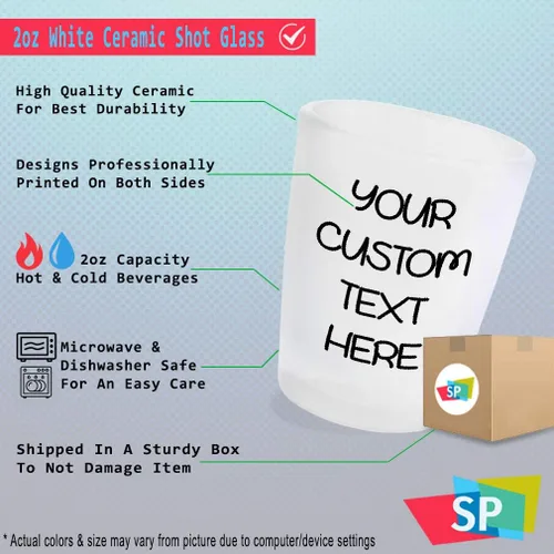Vista 2 de Vasos de chupito Bar Accesorios Personalizado Texto Alcohol Bar Suministros Conjunto de 2 Cerámica 2 Oz
