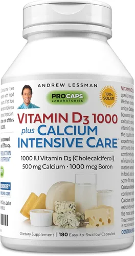 Vista 9 de ANDREW LESSMAN Vitamina D3 1000 Plus Calcio Intensive Care 60 cápsulas - Esencial para la absorción de calcio, apoya la salud ósea, la función