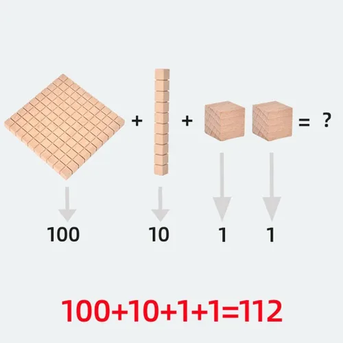Vista 6 de Gazechimp Montessori DIY Base de madera de diez bloques de matemáticas manipulativas matemáticas tempranas aprendizaje matemático, paquete B
