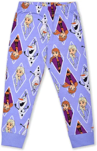 Vista 4 de Disney Frozen Elsa Anna and Olaf - Conjunto de camisa de manga larga y pantalón deportivo para niñas pequeñas y niños pequeños color púrpuragris