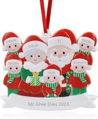 Vista 21 de JewelOra Adornos de Navidad, personalizados de 2 a 6 miembros de la familia, adorno personalizado para árbol de Navidad, decoraciones de vacaciones