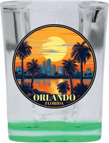 Vista 4 de Orlando Florida B Souvenir - Vaso de chupito cuadrado de 2.5 onzas, base azul individual