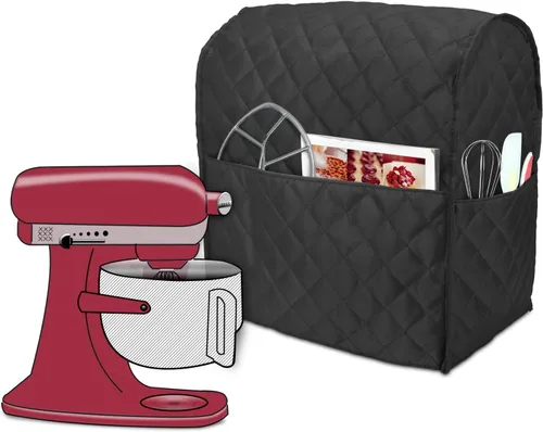 Vista 8 de Funda protectora Luxja compatible con batidora de pie de 4.5 y 5 cuartos de galón, funda de tela con bolsillos para batidora de pie y accesorios