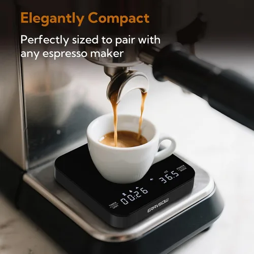 Vista 5 de Báscula de café expreso con temporizador, 0.004 oz/4.4 lbs, USB-C Brillo negro