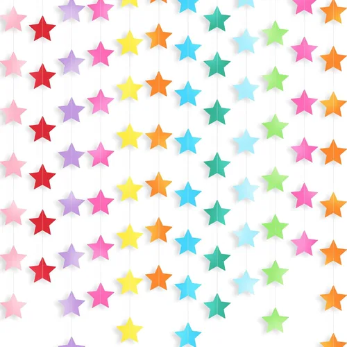 Vista 35 de Patelai Guirnalda de estrellas con purpurina 2026, decoración de graduación de 130 pies, pancarta colgante de estrella para fiesta, cumpleaños