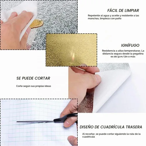 Vista 3 de Yitexin Papel tapiz para salpicaduras de cocina, 15.7 x 196.8 pulgadas, papel de contacto, autoadhesivo a prueba de aceite, resistente al calor