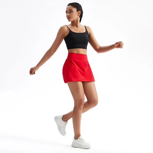 Vista 5 de Blaosn Pantalones cortos con falda para mujer, para gimnasio, yoga, atletismo, entrenamiento, correr, tenis, falda linda para niñas, ropa de moda