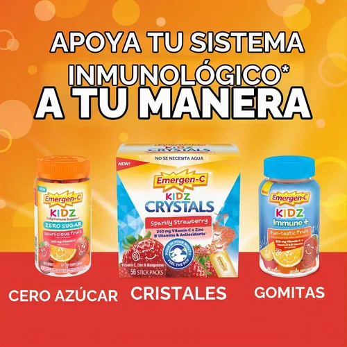 Vista 5 de Emergen-C Kidz - Suplementos dietéticos diarios de apoyo inmunológico, gomitas saborizadas con vitamina C y vitaminas B para apoyo inmunológico