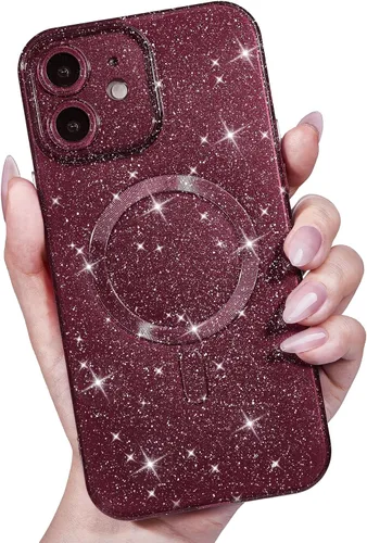 Vista 64 de LoeoeL Funda para iPhone 12 con Purpurina Compatible con Magsafe, Femenina Linda Brillante Magnética Mag Safe Bonita Funda para Teléfono