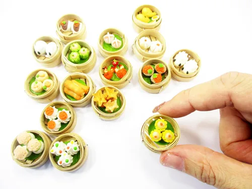 Vista 8 de Juego de 16 Dim Sum Cocina China Hecho a Mano Casa de Muñecas Miniaturas Alimentos 13798 Dim sum Chinese cuisine food clay, mini 16 catering