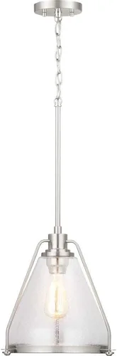 Vista 5 de Progress Lighting Range Collection - Lámpara colgante costera de cristal transparente con semillas, color grafito, negro