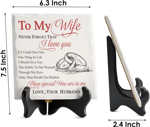 Vista 3 de LukieJac Regalos para esposa del esposo romántica de cerámica I Love You, placa de regalo para esposa, ideas de regalo de cumpleaños, día de San
