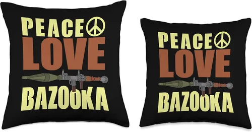 Vista 3 de Bazooka Missile Rocket Launcher Bazooka Peace Love - Almohada de 16 x 16 pulgadas, multicolor