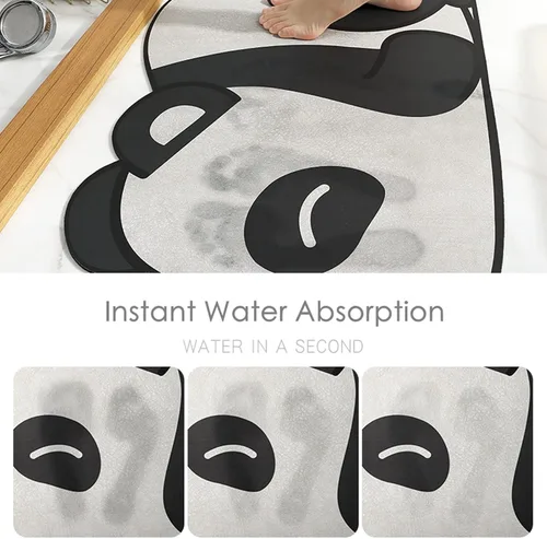 Vista 3 de Tapete de baño súper absorbente, tapete de entrada antideslizante con dibujos animados, cojín de secado rápido para suelo de baño y ducha