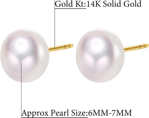 Vista 2 de Collar de perlas cultivadas de oro macizo de 14 quilates, serie de pendientes (aretes de perlas cultivadas barrocas, oro blanco y amarillo), Oro