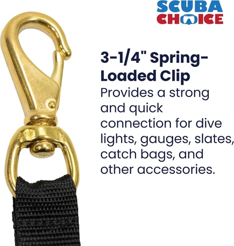 Vista 3 de Scuba Choice Ganchos giratorios con correa de cincha, gancho de latón industrial de grado marino de 3-1/4 pulgadas para banderas, buceo y correas
