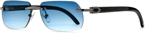 Vista 5 de Hepidem 0816 - Lentes de sol cuadrados sin montura, hechos a mano, de cuerno de búfalo