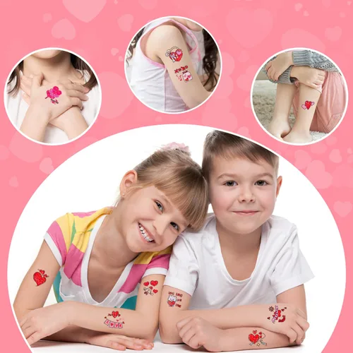 Vista 6 de Partywind 204 estilos de purpurina para el día de San Valentín, tatuajes temporales para niños, suministros de fiesta de San Valentín, regalos