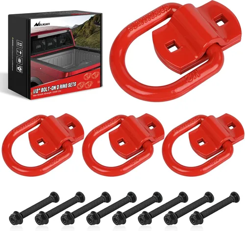 Vista 10 de Nilight Anclaje de amarre con anillo en D, 4 unidades, anillos resistentes de 1/2 pulgada con tornillos en remolque, caja de camión, carga, 12000