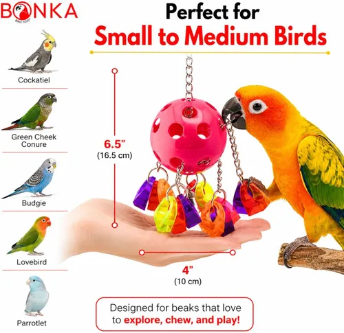 Vista 5 de Bonka Bird Toys 1938 Paci Pull Colorido Chupete Anillo Acrílico Loro Parrotlet Budgie Quaker Africano