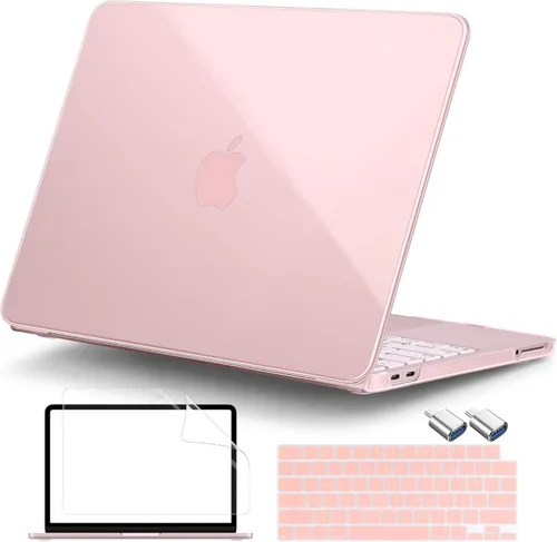 Vista 19 de DONGKE Funda con purpurina para MacBook Neo de 13 pulgadas 2026 (modelo A3404 A18 Pro Chip) Carcasa rígida transparente brillante con protector