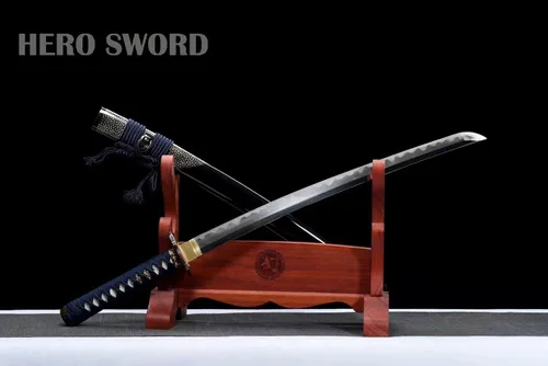 Vista 3 de Arcilla de acero plegada totalmente hecha a mano templada manual de molienda avanzada Wakizashi Maquinilla de afeitar de espiga completa afilada