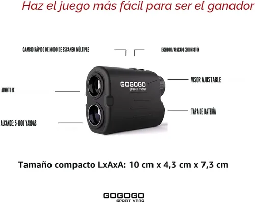 Vista 3 de Gogogo Sport Vpro GS03 - Telémetro láser para golf o caza, 1000/1200 yardas, buscador láser de rango con aumento de 6x de vista ultra clara