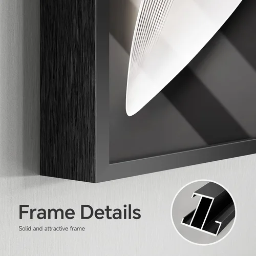 Vista 6 de Juego de arte moderno enmarcado de 3 piezas, arte abstracto de líneas geométricas en blanco y negro, pinturas artísticas de lujo contemporáneas