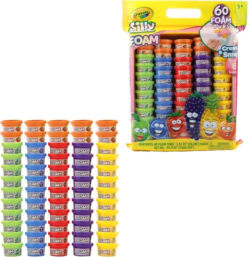 Vista 7 de Crayola Silly Scents - Tubos de espuma de 60 x 1 onza para niños, juguetes antiestrés y Pascua, juguetes para niños no tóxicos, perfumados