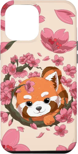 Vista 25 de Funda para iPhone 15 Pro Cute Red Panda y Sakura Cherry Blossom