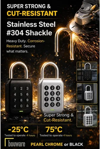 Vista 4 de Smart Padlock Alpha1 - Candado electrónico resistente, resistente a la intemperie, teclado digital, cerradura de botón con código, uso en exteriores